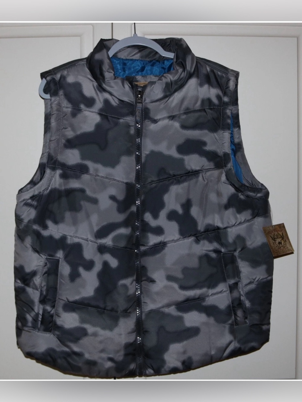 Men's Red Camel Charcoal Gray Camouflage Puffer Vest - Size XL - New With Tags